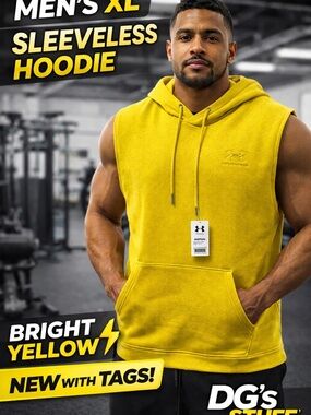 Under Armour Men’s Bright Yellow Sleeveless Hoodie